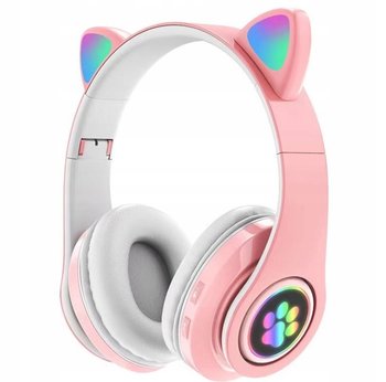 Słuchawki Dla Dzieci Kocie Uszy Bluetooth B39 Led Różowe - APPIO
