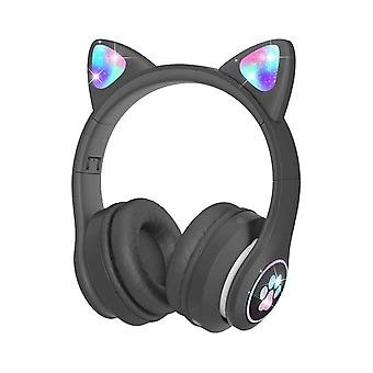 Słuchawki dla dzieci z mikrofonem i światłem LED RGB, słuchawki Bluetooth do tabletu, szkoły i smartfona (czarne) - Inny producent