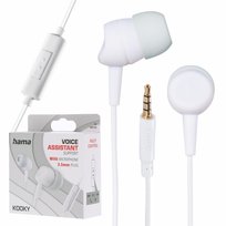 Słuchawki dokanałowe Hama Kooky kabel mikrofon rozmowy telefoniczne białe