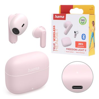 Słuchawki douszne bezprzewodowe Hama Freedom light II różowe true wireless - Hama Polska