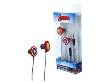 Słuchawki douszne Marvel Avengers Iron Man/Captain America z kablem zapobiegającym splątaniu i mikrofonem – niebieskie - Inny producent