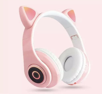 Słuchawki Dzieci Bluetooth BEZPRZEWODOW Kocie Uszy Różowy - Inny producent