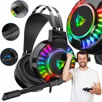 SŁUCHAWKI GAMINGOWE PRZEWODOWE NAUSZNE 7.1 LED RGB Z MIKROFONEM DLA GRACZY