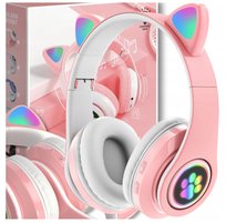 Słuchawki Kocie Uszy Bezprzewodowe Różowe Z Mikrofonem Bluetooth Dla Dzieci
