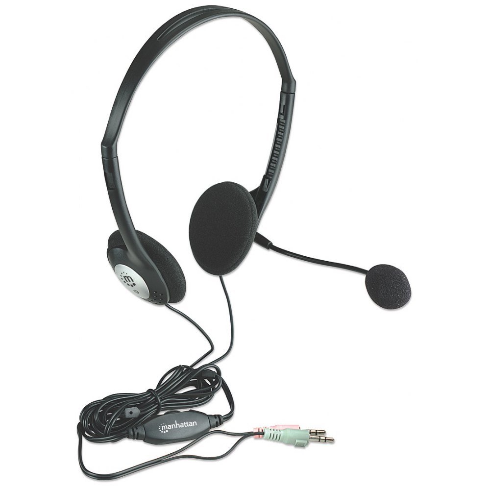 Фото - Навушники MANHATTAN Słuchawki Komputerowe  z Mikrofonem Stereo Jack 3,5mm 