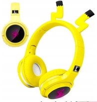 Słuchawki nauszne ŚWIECĄCE USZY składane LED PIKACHU żółte DLA DZIECI Kipps