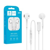 Słuchawki Uniwersalne Denmen Typ-C Usb-C Białe Douszne Dr09