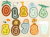 Small Foot Drewniane puzzle cyferki Safari pastelowe kolory zwierzątka