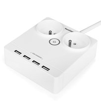 Smart płaski przedłużacz 1,5m, 2 gniazda, 4xUSB, listwa zasilająca HUSLOG