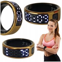 SMART RING INTELIGENTNY PIERŚCIEŃ WYŚWIETLACZ PULS KROKI GOLD ROZMIAR 10
