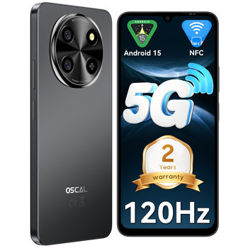 Smartfon OSCAL Tiger 8 8GB/128GB 5000mAh 5G LTE Unisoc T820 120Hz Android 15 Czarny - Blackview