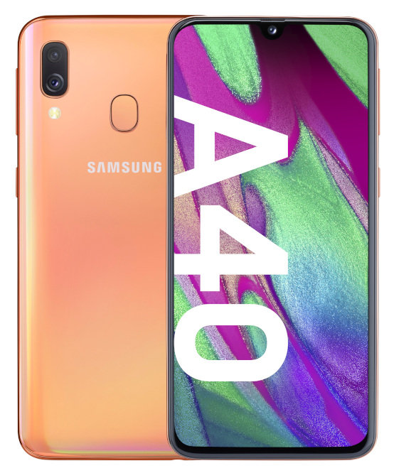 Smartfon Samsung Galaxy A40, 4/64 GB, pomarańczowy