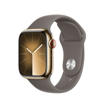 Smartwatch APPLE Watch 9 GPS + Cellular 41mm koperta ze stali nierdzewnej + pasek sportowy M/L (popielaty brąz) - Apple