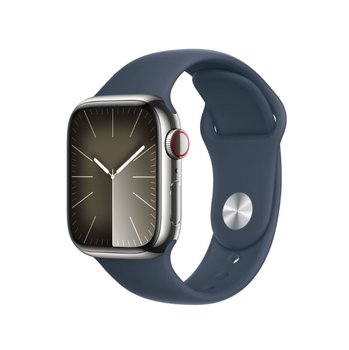 Smartwatch APPLE Watch 9 GPS + Cellular 41mm koperta ze stali nierdzewnej + pasek sportowy M/L (sztormowy błękit) - Apple