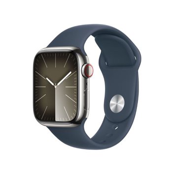 Smartwatch APPLE Watch 9 GPS + Cellular 45mm koperta ze stali nierdzewnej + pasek sportowy M/L (sztormowy błękit) - Apple