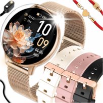 SMARTWATCH DAMSKI ZEGAREK DLA KOBIETY MENU PL ROZMOWY CIŚNIENIE BPM 4 PASKI
