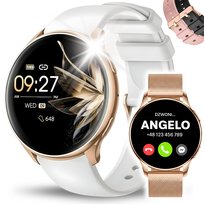 SMARTWATCH DAMSKI ZEGAREK DLA KOBIETY MENU PL ROZMOWY CIŚNIENIE BPM 4 PASKI