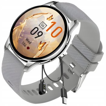 SMARTWATCH DAMSKI ZEGAREK MENU PL AMOLED OKRAGLY SREBRNY ROZMOWY BLUETOOTH - DEVILL