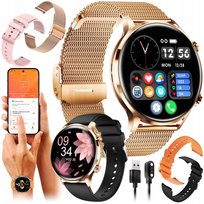SMARTWATCH DAMSKI ZEGAREK MENU PL POWIADOMIENIA ROZMOWY SMART WATCH 4 PASKI NejtStyle