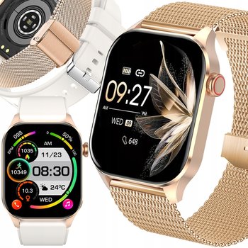 Smartwatch damski zegarek Pomiar Glukozy Ciśnienie menu PL rozmowy 2 Paski JG Smart - JG Smart