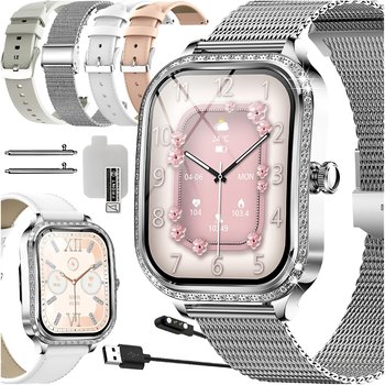 SMARTWATCH DAMSKI ZEGAREK POWIADOMIENIA ROZMOWY PULS MONITOR SNU 4 PASKI PL - Bartomtime