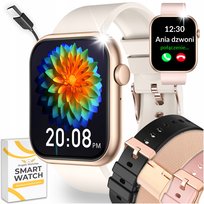 Smartwatch Damski Zegarek Rozmowy Sms Sport Zdrowie Zloty Menu Pl + 4 Paski
