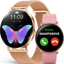 SMARTWATCH DAMSKI ZEGAREK ZŁOTY ROZMOWY BRANSOLETA ANIMACJE 3D SMART WATCH