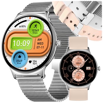 SMARTWATCH DLA KOBIETY ZEGAREK DAMSKI ROZMOWY SMS ZDROWIE MENU PL + 3 PASKI - NejtStyle