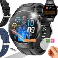 Smartwatch EKG Glukoza HRV - Rozmowy, 3 PASKI, Folia, PL Menu, Zestaw