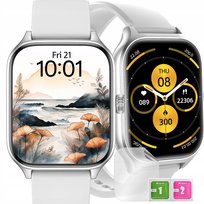 Smartwatch fitness rozmowy tarcze motywy sportowe powiadomienia + Folia