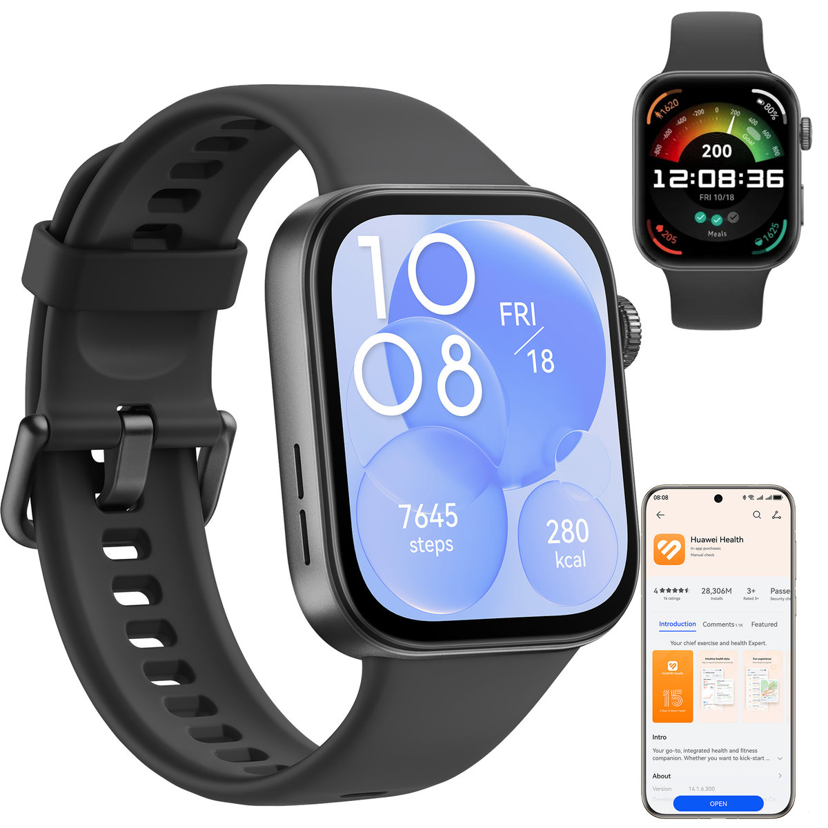 HUAWEI WATCH FIT 3 ブラック Huawei Watch Fit 3 Active Black | Hodinky-365.pl
