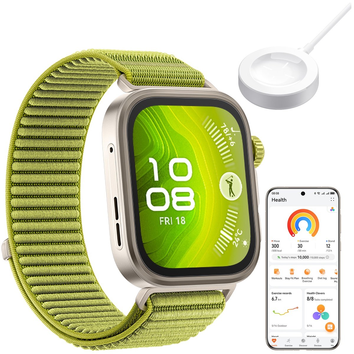 SMARTWATCH HUAWEI WATCH FIT 4 PRO ZIELONY EKG SZKŁO SZAFIROWE