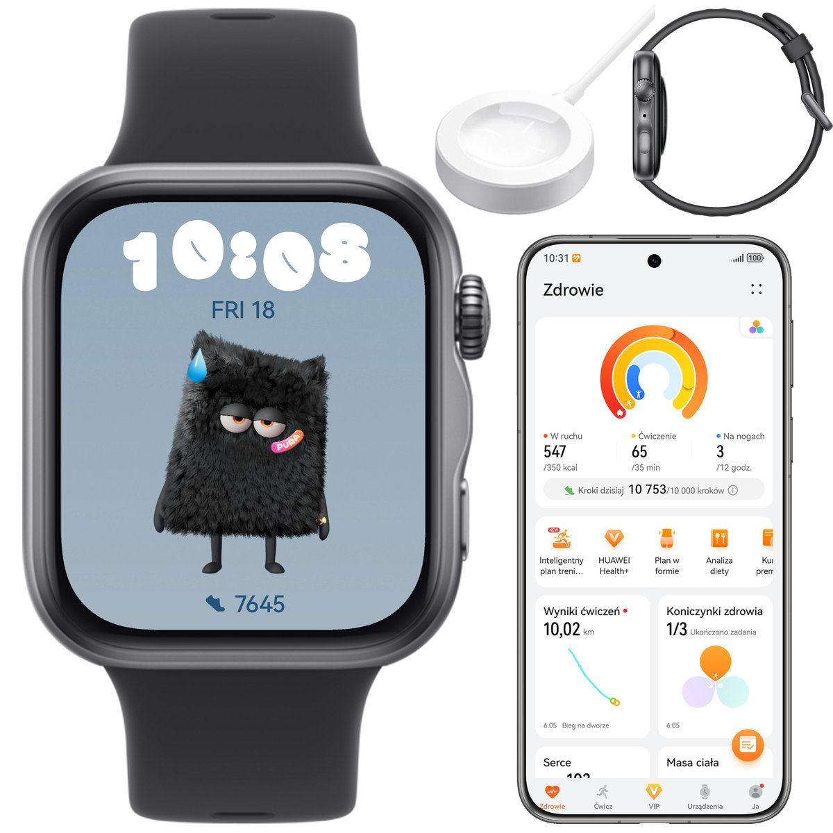 Smartwatch HUAWEI WATCH Fit 5 sportowy czarny analiza snu AMOLED NFC