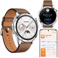 SMARTWATCH HUAWEI WATCH GT 4 CLASSIC 46MM SREBRNY BRĄZOWY GPS AMOLED IP68