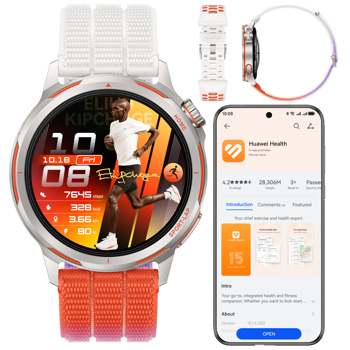 Smartwatch HUAWEI WATCH GT Runner 2 Pomarańczowy AMOLED 1,32' GPS HRV SpO2
