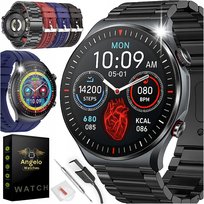SMARTWATCH MĘSKI POMIAR CUKRU EKG SKŁAD KRWI ROZMOWY MENU POLSKIE 4 PASKI