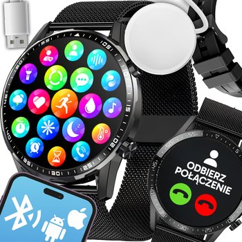 SMARTWATCH MĘSKI ZEGAREK MENU PL BLUETOOTH ROZMOWY ZDROWIE SPORT DWA PASKI - Inny producent
