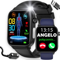 SMARTWATCH MĘSKI ZEGAREK POMIAR CUKRU GLUKOZA CIŚNIENIOMIERZ TĘTNO MENU PL