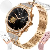 SMARTWATCH ZEGAREK DAMSKI ELEGANCKI CYRKONIE ROZMOWY POWIADOMIENIA PULS CIŚNIENIOMIERZ MENU POLSKIE