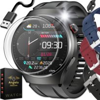 SMARTWATCH ZEGAREK MĘSKI EKG POMIAR CUKRU HRV ROZMOWY 3 PASKI SZKŁO MENU PL