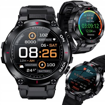 Smartwatch zegarek męski JG Smart czarny okrągły wykrywanie tętna - JG Smart