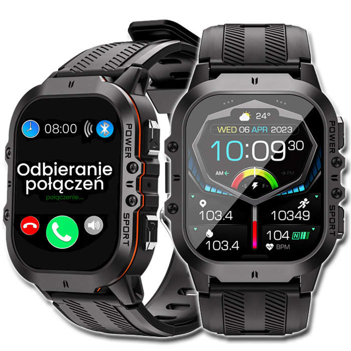Фото - Смарт годинник Smart Watch Smartwatch męski JG Smart czarny prostokątny wykrywanie tętna 