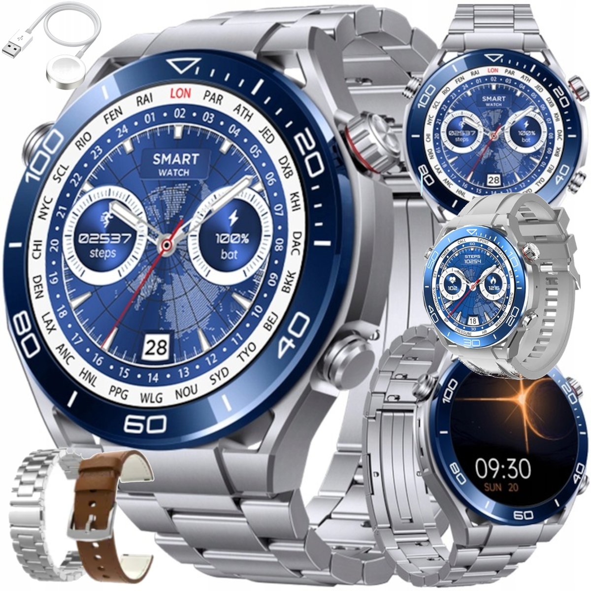 Фото - Смарт годинник Smart Watch Smartwatch Zegarek Męski Rozmowy Kroki Ciśnienie Tętno Saturacja Menu Pl 