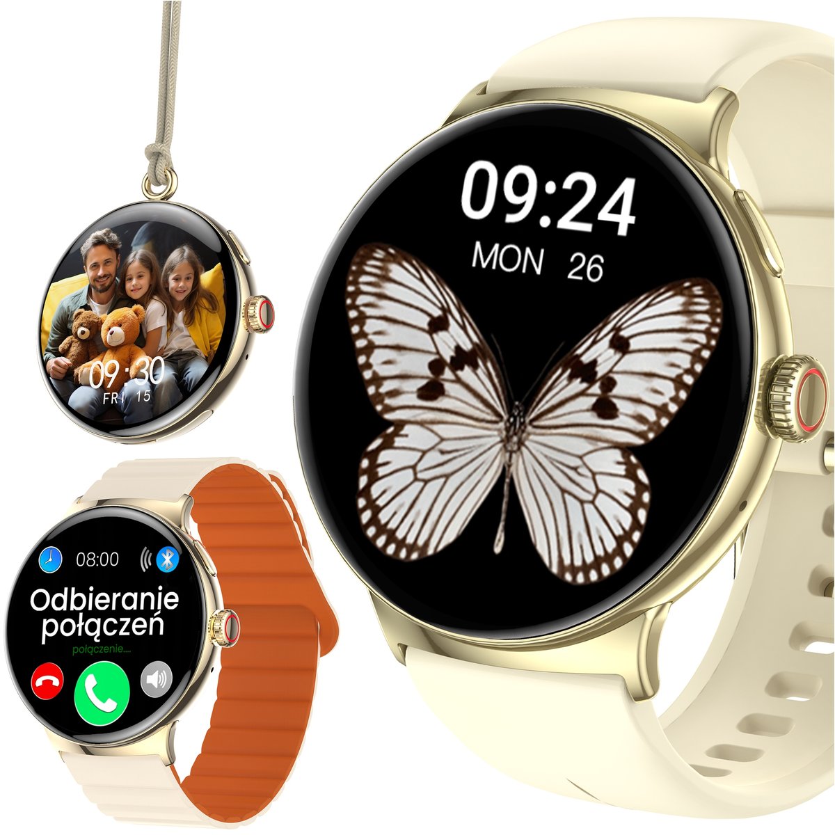 Zdjęcia - Smartwatche Smart Watch SMARTWATCH ZEGAREK NASZYJNIK DAMSKI ROZMOWY AUTOMATYCZNA ODPOWIEDŹ SMS PL 