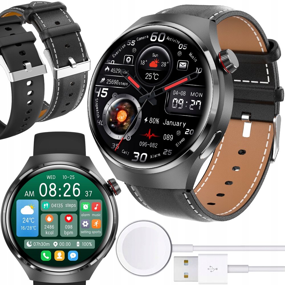 Zdjęcia - Smartwatche Smart Watch SMARTWATCH ZEGAREK POMIAR CUKRU GLUKOZA TEMPERATURA ROZMOWY 2paski 300mAh 