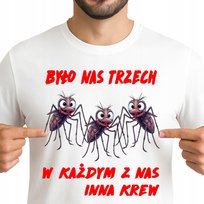 ŚMIESZNA KOSZULKA BYŁO NAS TRZECH Z NADRUKIEM PERFECT KOMAR JAKOŚĆ L 3533 FRUIT OF THE LOOM