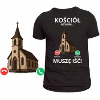 ŚMIESZNA KOSZULKA ŚWIETNY NADRUK KOŚCIÓŁ DZWONI MUSZĘ IŚĆ HIT PREZENT XL Szumila
