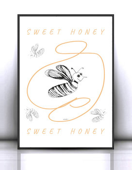 śmieszny plakat z pszczółką A4, pszczółka plakat 21 x 30 cm, pszczoła plakat, pszczoły plakat, pszczółki plakat, plakat do dziecięcego pokoju, plakat dla dzieci, plakat do kuchni, zabawny plakat - Annasko