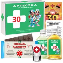Śmieszny Prezent na 30 Urodziny dla Faceta Zestaw Apteczka Urodzinowa Kartka Kieliszek Czekolada ANGEL DEVIL