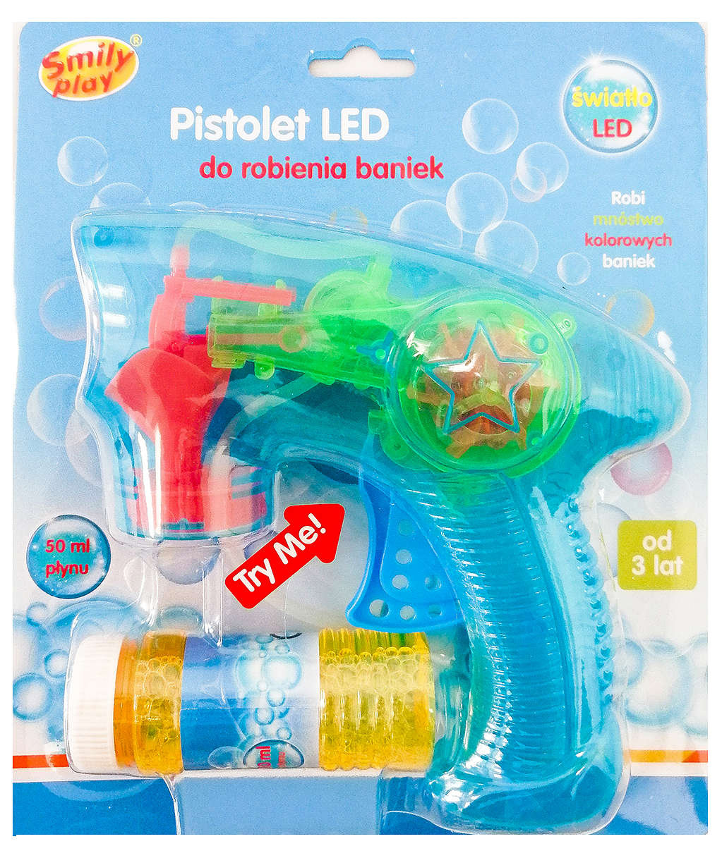 Фото - Інші іграшки Smily Play , Niebieski pistolet do baniek mydlanych z płynem światełka LED 